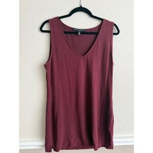 White House Black Market Burgundy V-Neck Sleeveless Knit Tunic Top Large